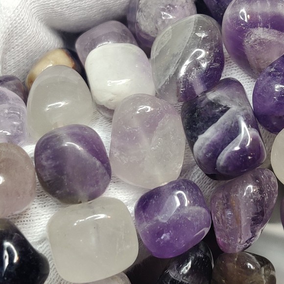 Chevron Amethyst elastic natural stone bracelet  including felt pouch-NB03 - Picture 10 of 16